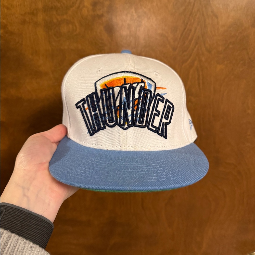 OKC Thunder Snapback Hat in White and Blue